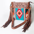 American Darling Hand-Tooled Saddle Blanket Leather Crossbody Bag