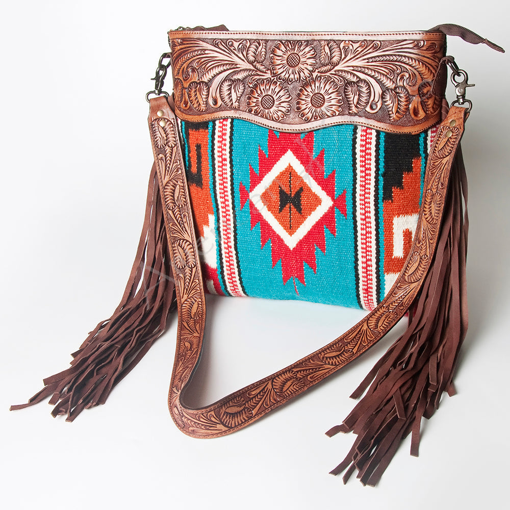 American Darling Hand-Tooled Saddle Blanket Leather Crossbody Bag