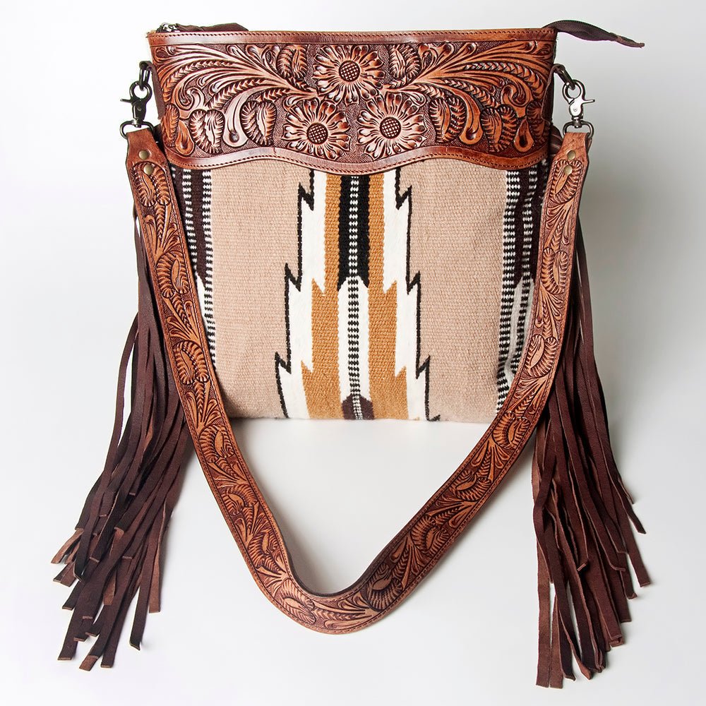 American Darling Hand-Tooled Saddle Blanket Leather Crossbody Bag