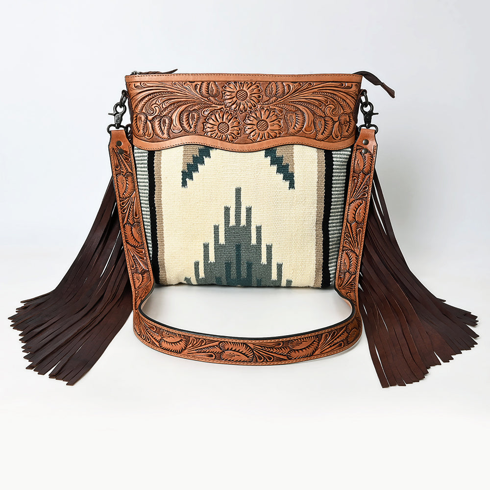 American Darling Hand-Tooled Saddle Blanket Leather Crossbody Bag