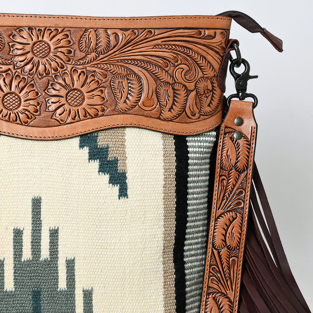 American Darling Hand-Tooled Saddle Blanket Leather Crossbody Bag