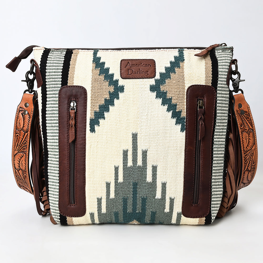 American Darling Hand-Tooled Saddle Blanket Leather Crossbody Bag