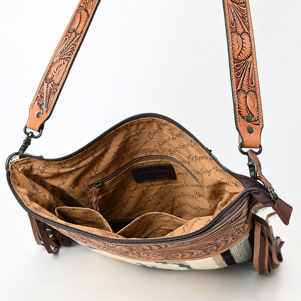 American Darling Hand-Tooled Saddle Blanket Leather Crossbody Bag