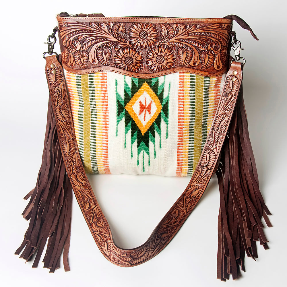 American Darling Hand-Tooled Saddle Blanket Leather Crossbody Bag