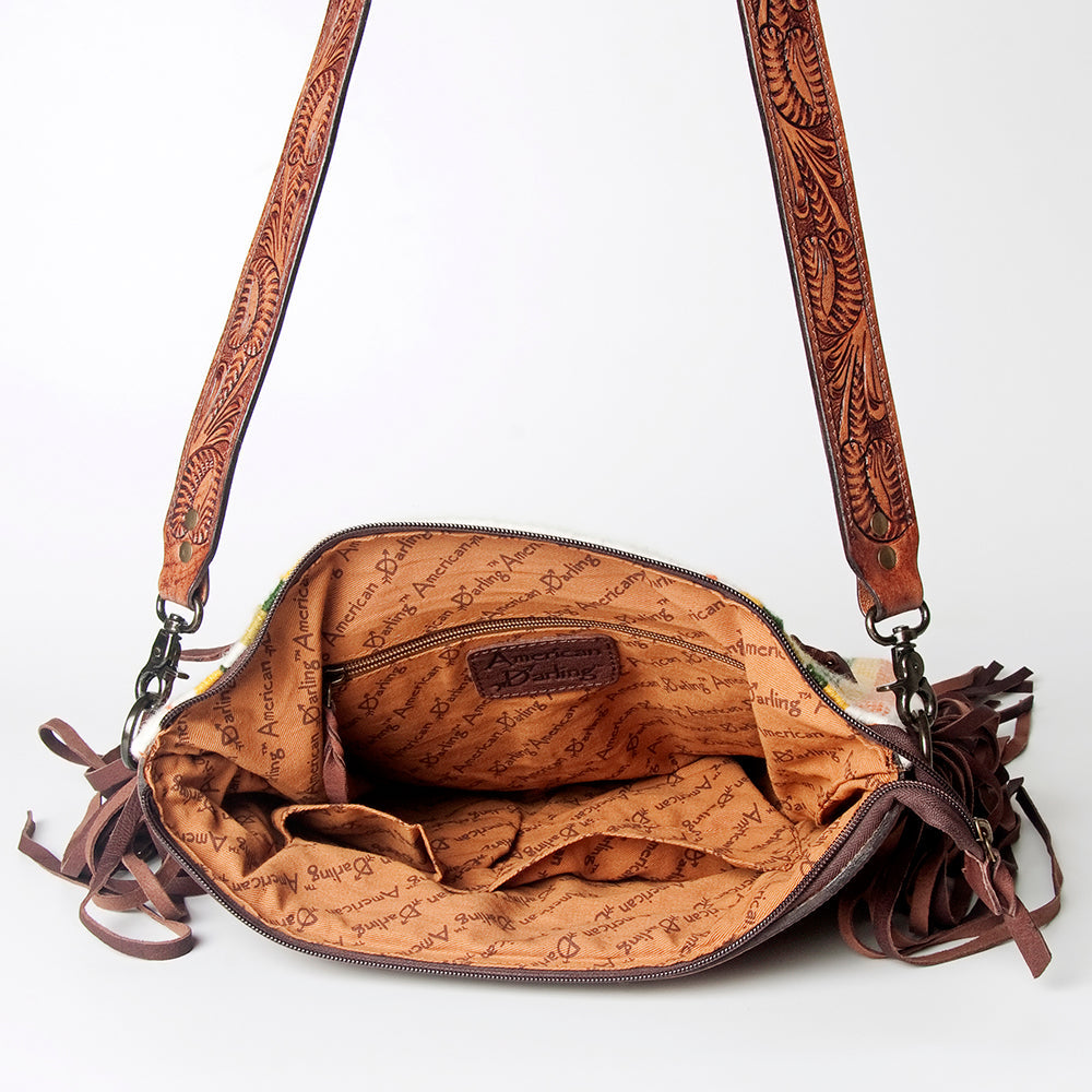 American Darling Hand-Tooled Saddle Blanket Leather Crossbody Bag