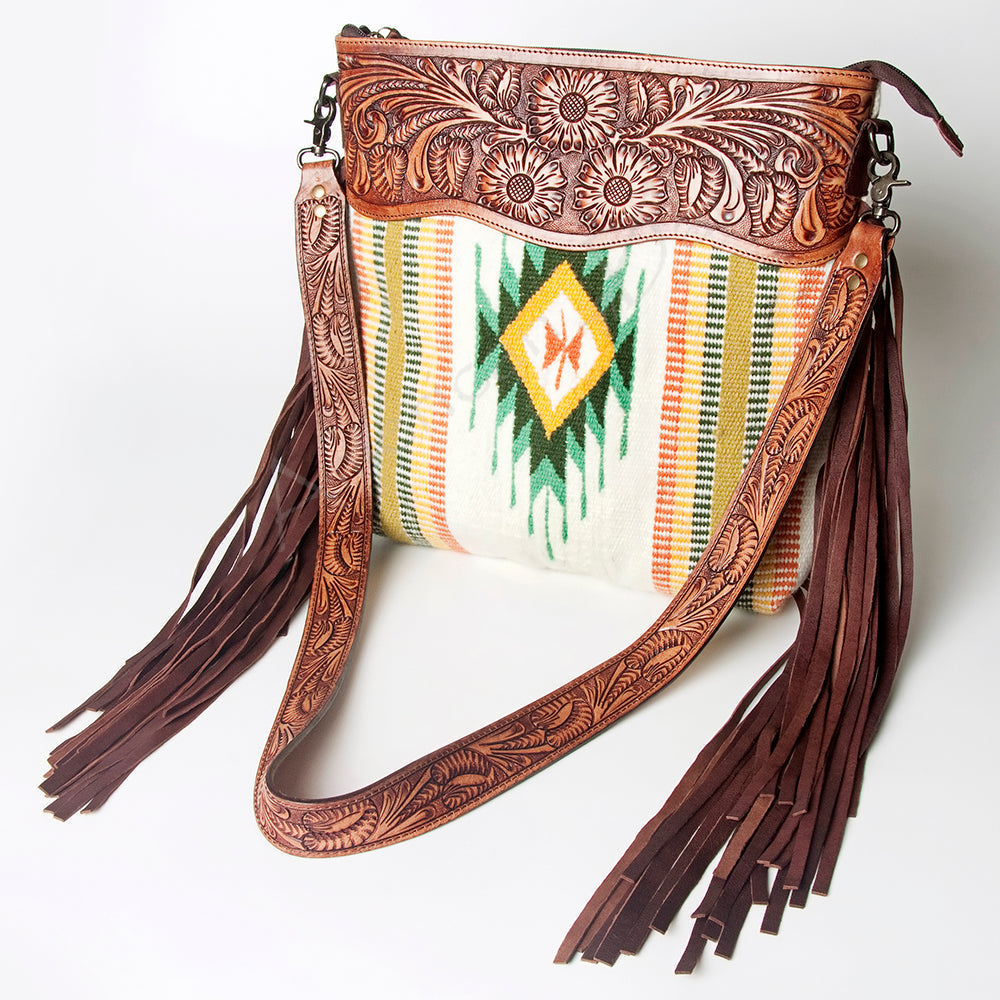 American Darling Hand-Tooled Saddle Blanket Leather Crossbody Bag