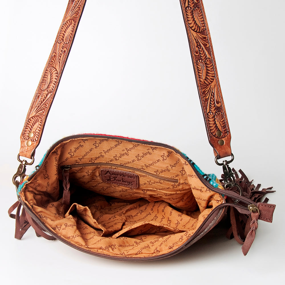 American Darling Hand-Tooled Saddle Blanket Leather Crossbody Bag