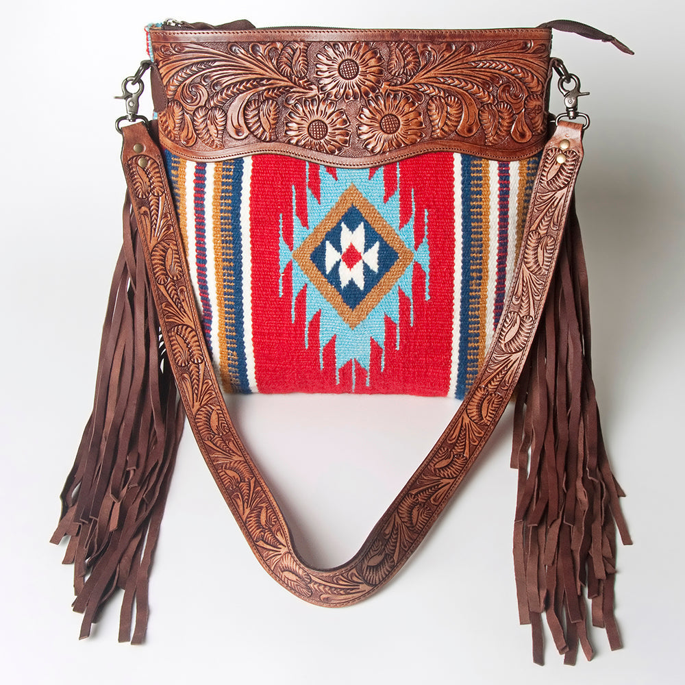 American Darling Hand-Tooled Saddle Blanket Leather Crossbody Bag