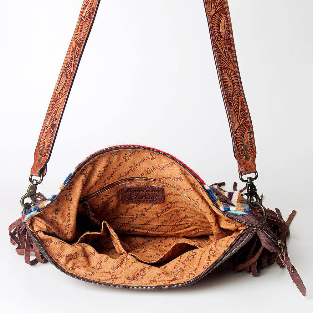 American Darling Hand-Tooled Saddle Blanket Leather Crossbody Bag