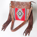American Darling Hand-Tooled Saddle Blanket Leather Crossbody Bag