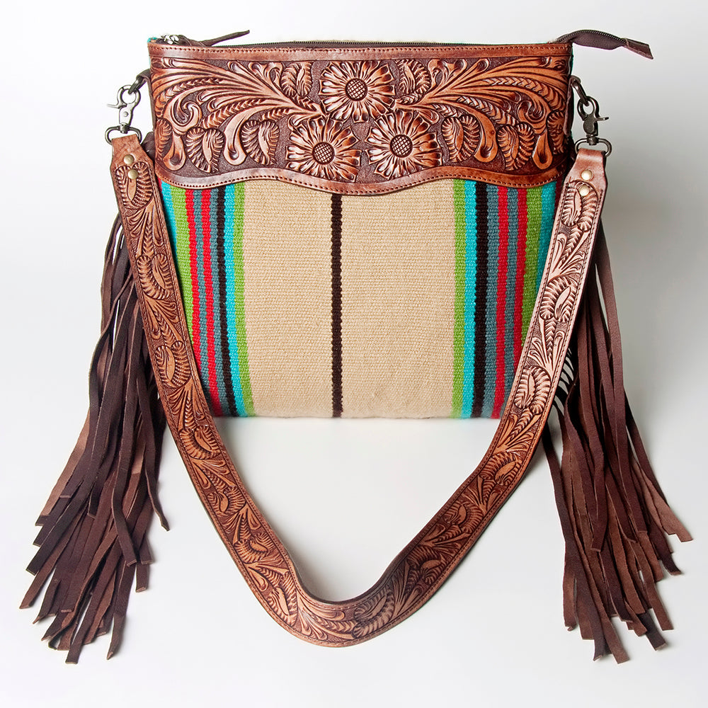 American Darling Hand-Tooled Saddle Blanket Leather Crossbody Bag