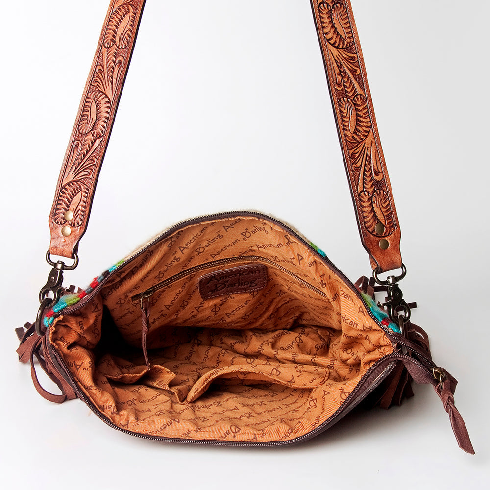 American Darling Hand-Tooled Saddle Blanket Leather Crossbody Bag