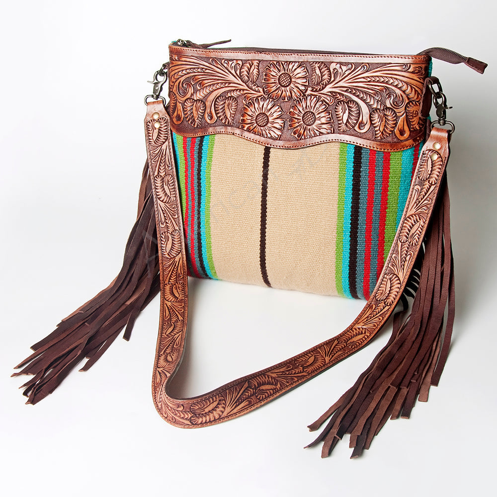 American Darling Hand-Tooled Saddle Blanket Leather Crossbody Bag