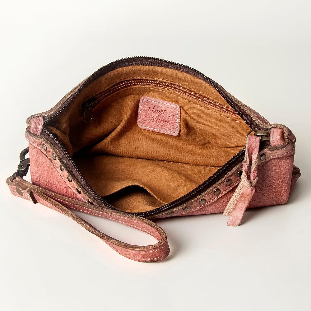 Never Mind Wristlet Vintage Handmade Genuine Cowhide Leather