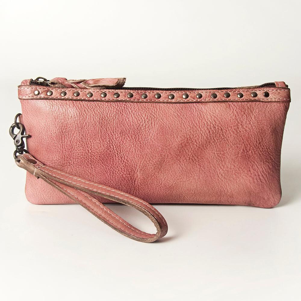 Never Mind Wristlet Vintage Handmade Genuine Cowhide Leather