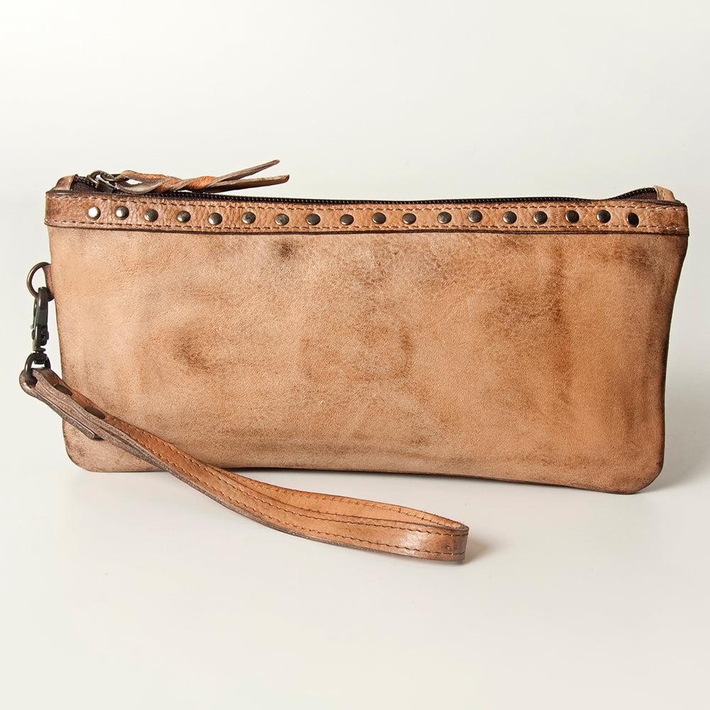 Never Mind Wristlet Vintage Handmade Genuine Cowhide Leather