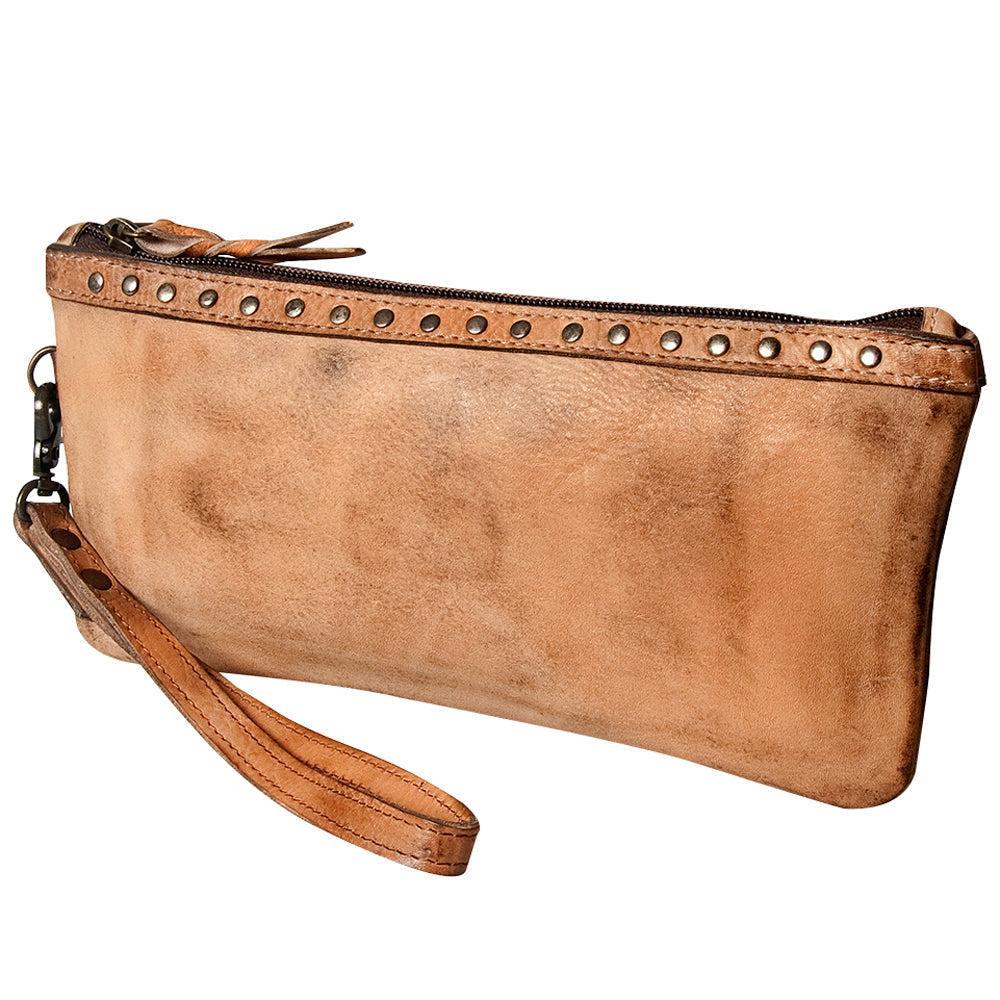 Never Mind Wristlet Vintage Handmade Genuine Cowhide Leather