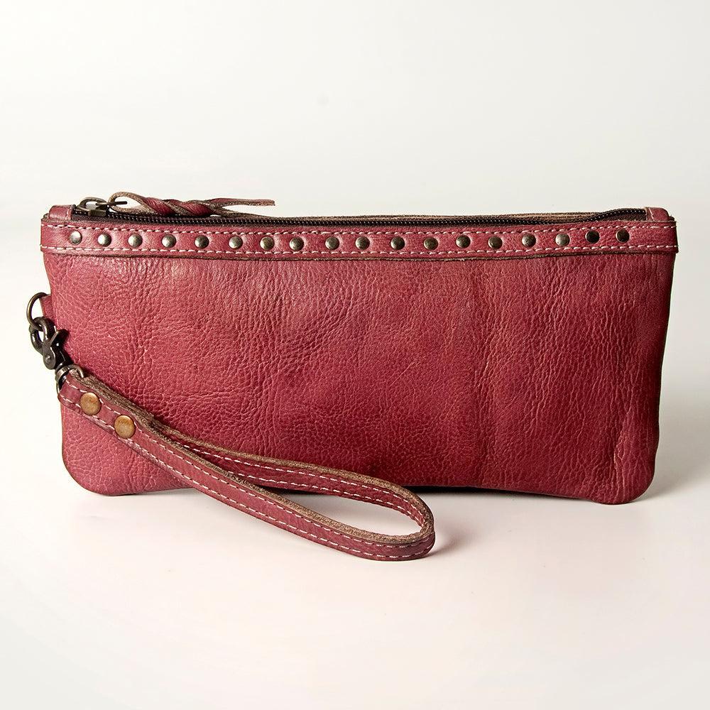 Never Mind Wristlet Vintage Handmade Genuine Cowhide Leather