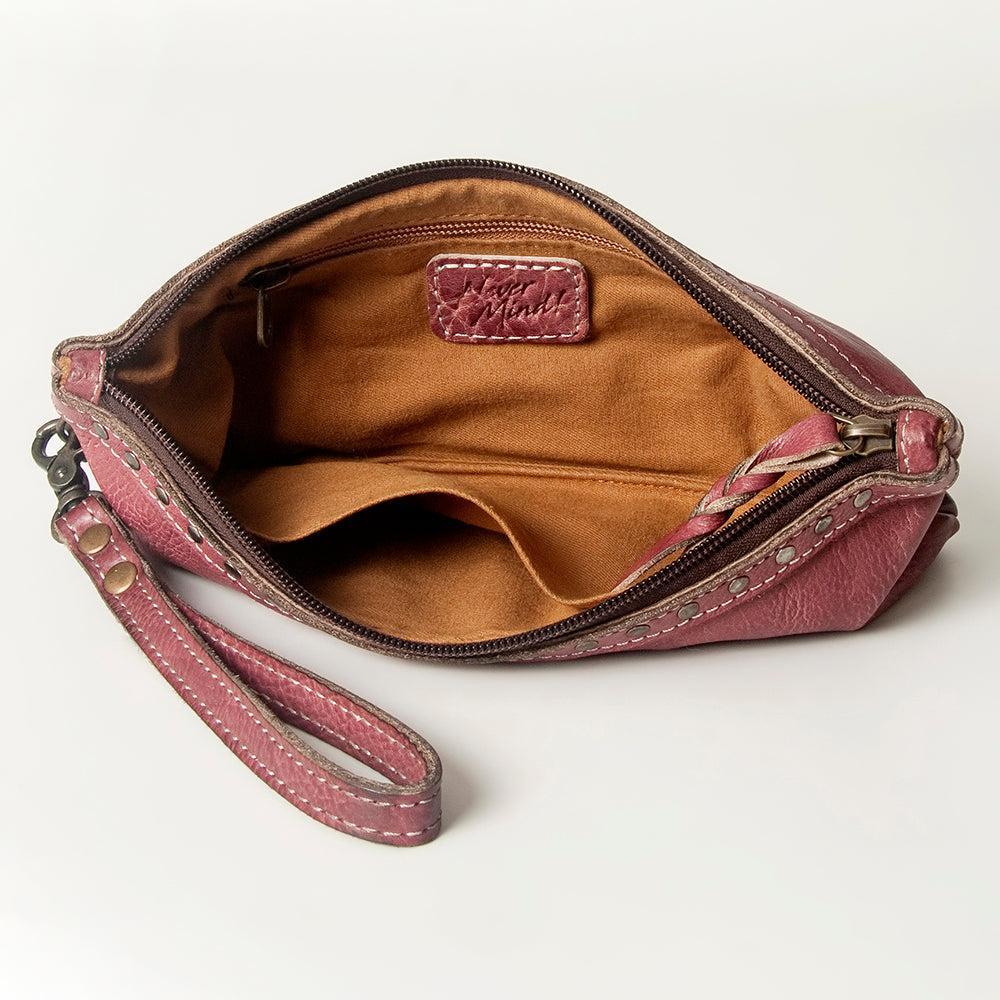 Never Mind Wristlet Vintage Handmade Genuine Cowhide Leather