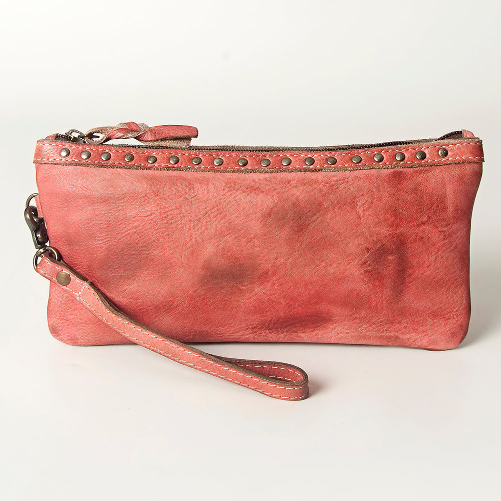 Never Mind Wristlet Vintage Handmade Genuine Cowhide Leather