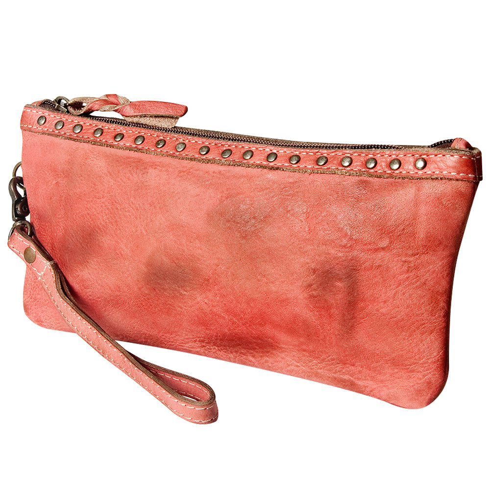 Never Mind Wristlet Vintage Handmade Genuine Cowhide Leather