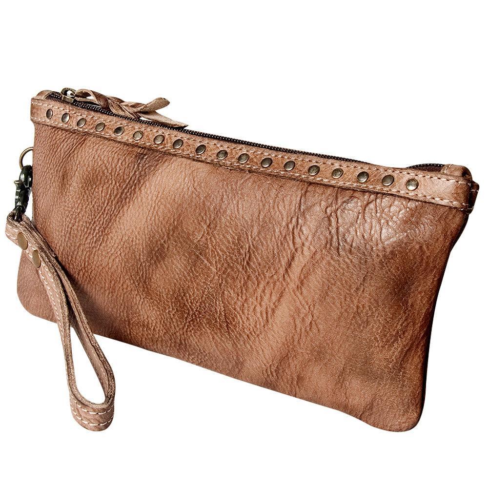 Never Mind Wristlet Vintage Handmade Genuine Cowhide Leather
