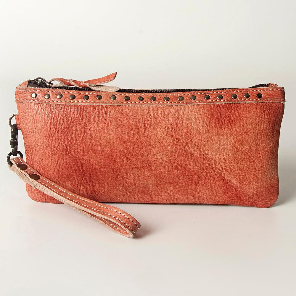 Never Mind Wristlet Vintage Handmade Genuine Cowhide Leather