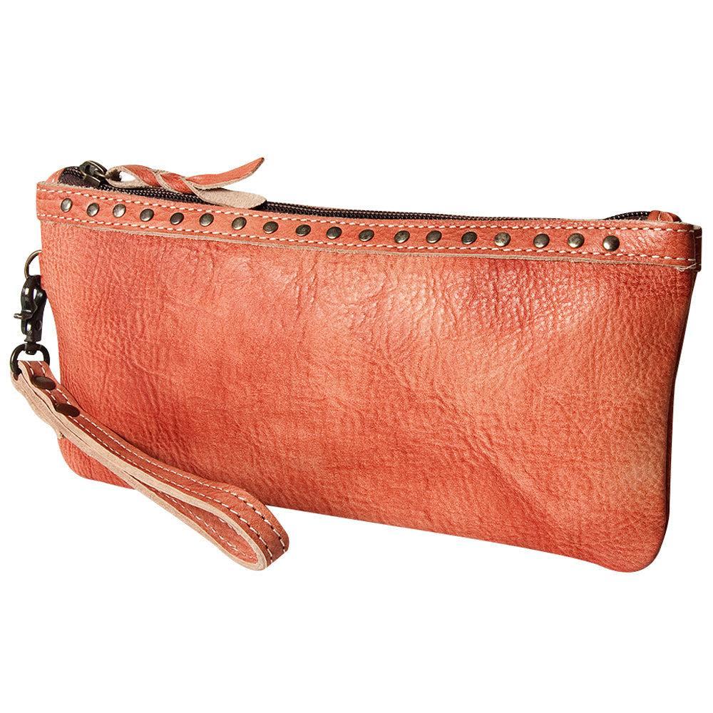 Never Mind Wristlet Vintage Handmade Genuine Cowhide Leather