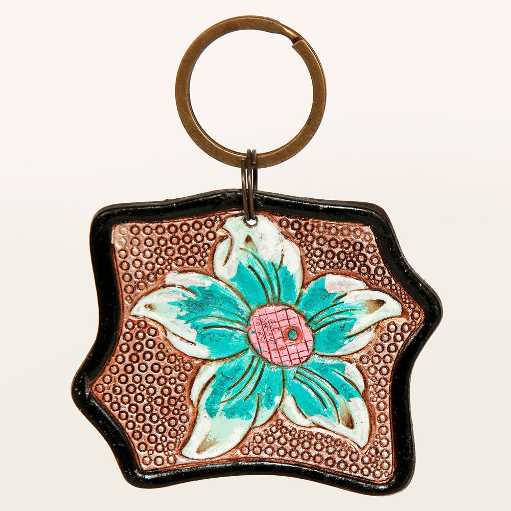 American Darling ADKR179 Hand Tooled Carved Genuine Leather Keyring