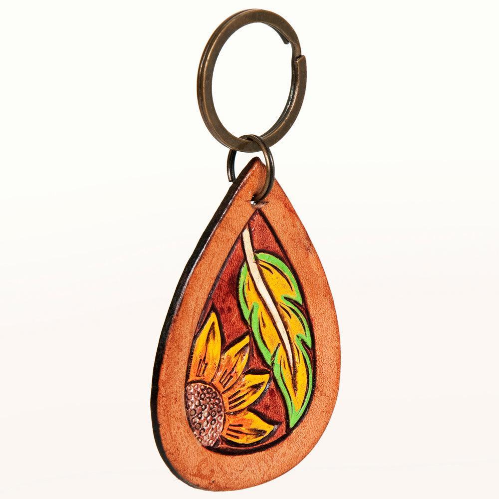 American Darling ADKR184 Hand Tooled Carved Genuine Leather Keyring
