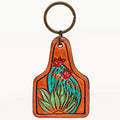 American Darling ADKR189 Hand Tooled Carved Genuine Leather Keyring