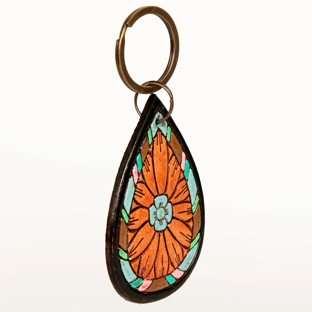 American Darling ADKR191 Hand Tooled Carved Genuine Leather Keyring