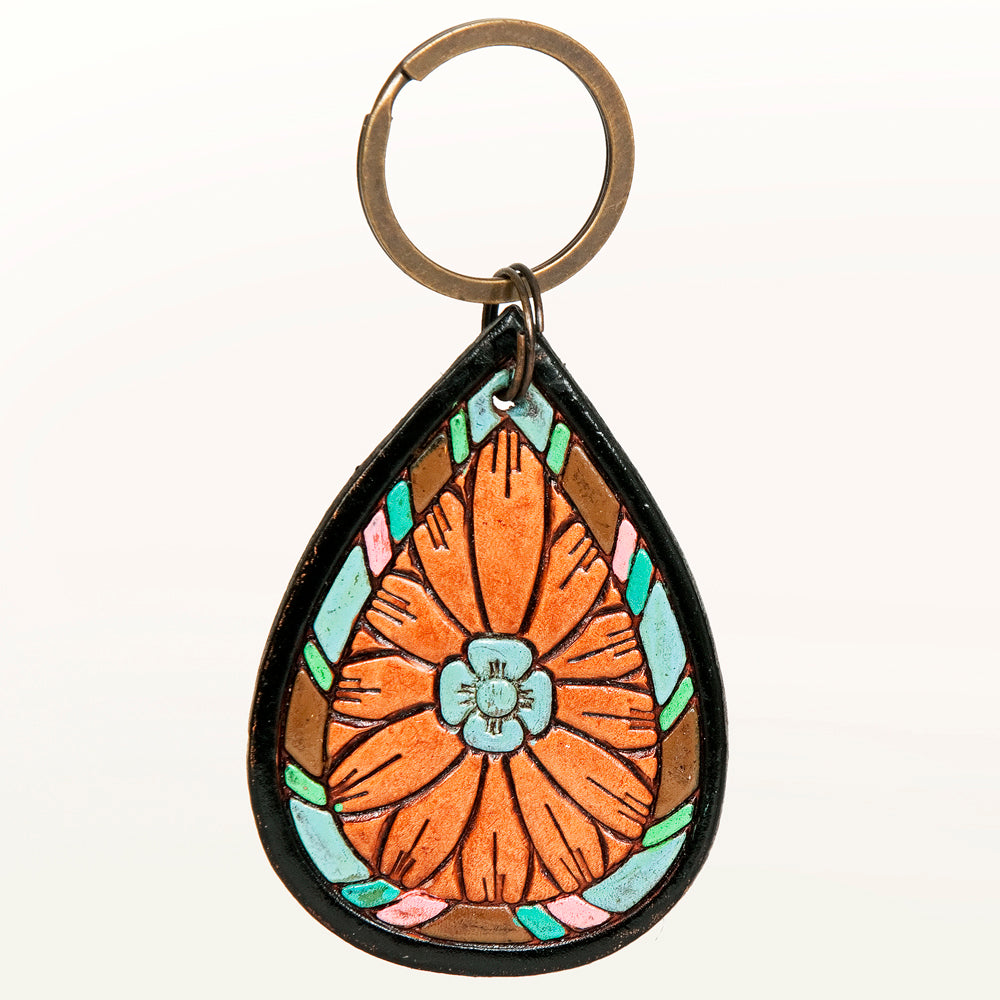 American Darling ADKR191 Hand Tooled Carved Genuine Leather Keyring