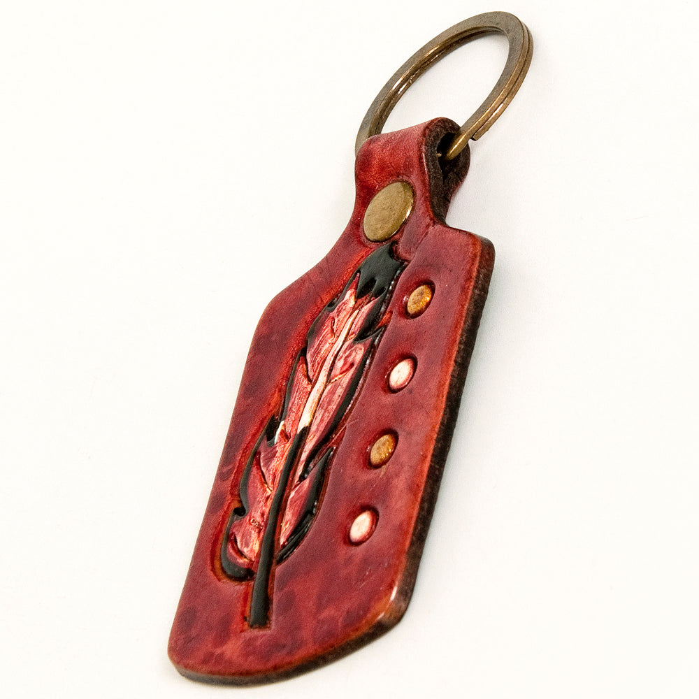 American Darling ADKR193 Hand Tooled Carved Genuine Leather Keyring