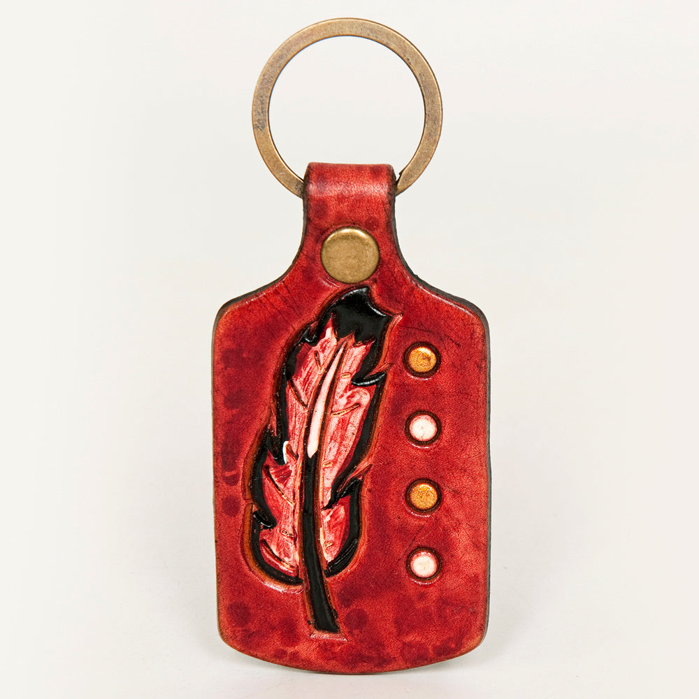 American Darling ADKR193 Hand Tooled Carved Genuine Leather Keyring
