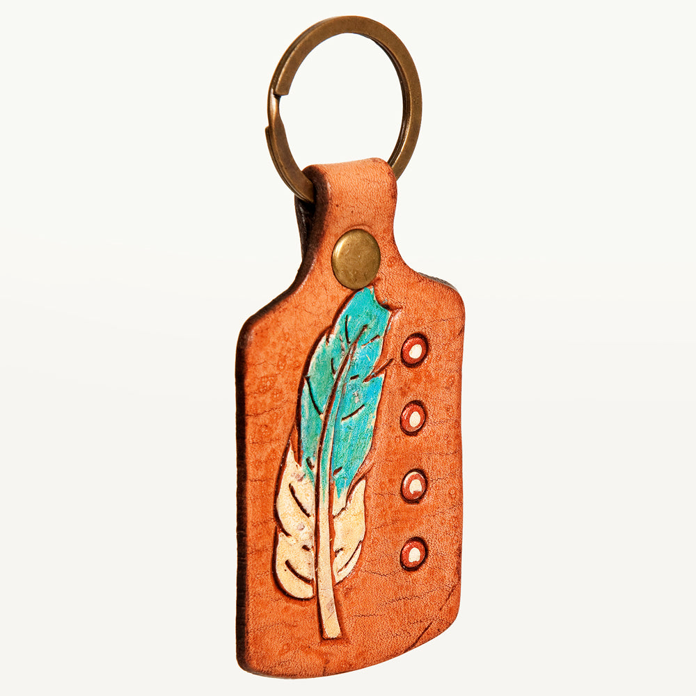 American Darling ADKR195 Hand Tooled Carved Genuine Leather Keyring
