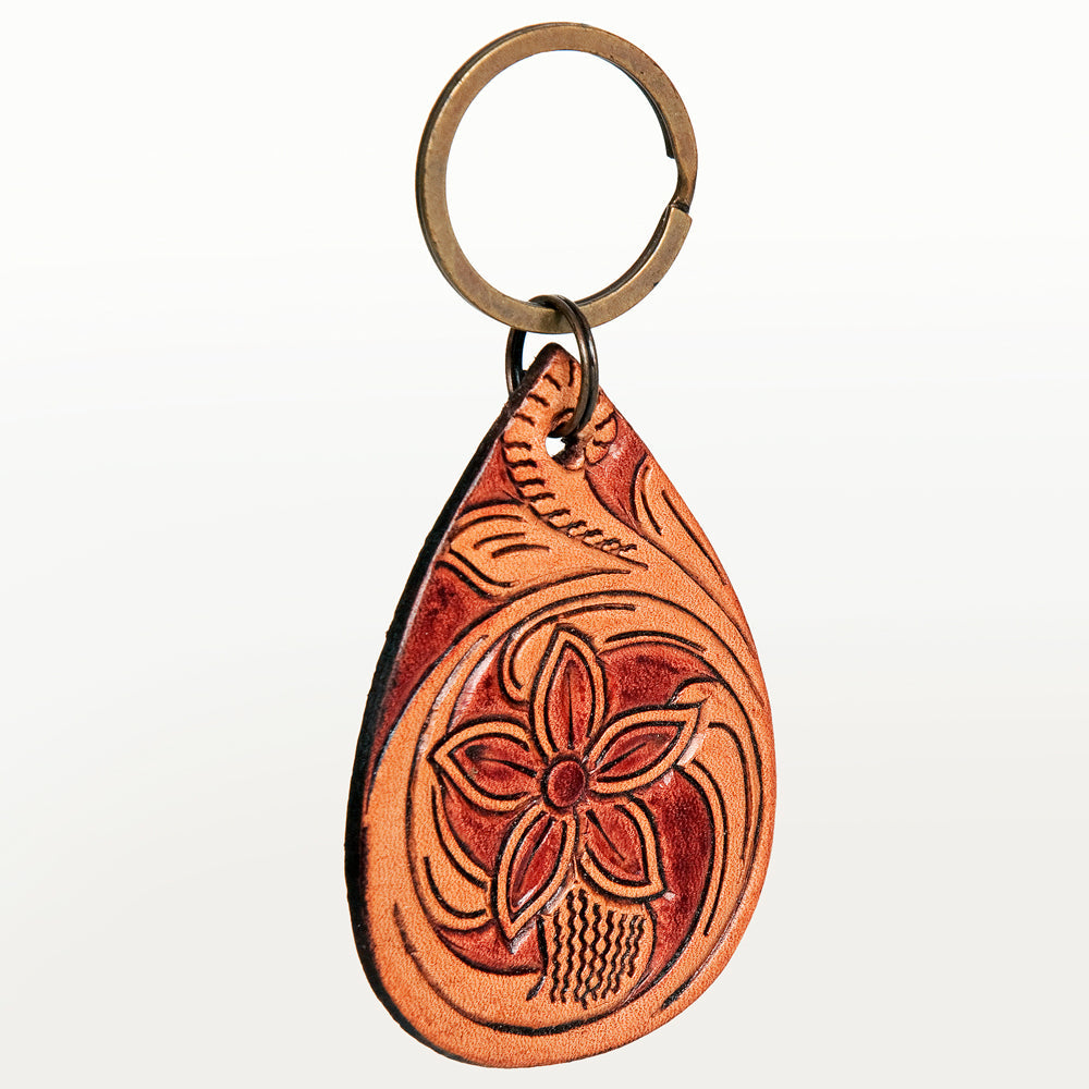 American Darling ADKR205 Hand Tooled Carved Genuine Leather Keyring