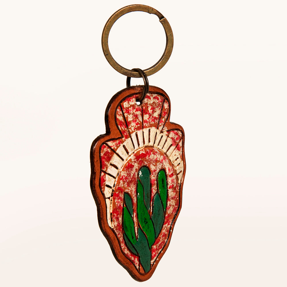 American Darling ADKR207 Hand Tooled Carved Genuine Leather Keyring