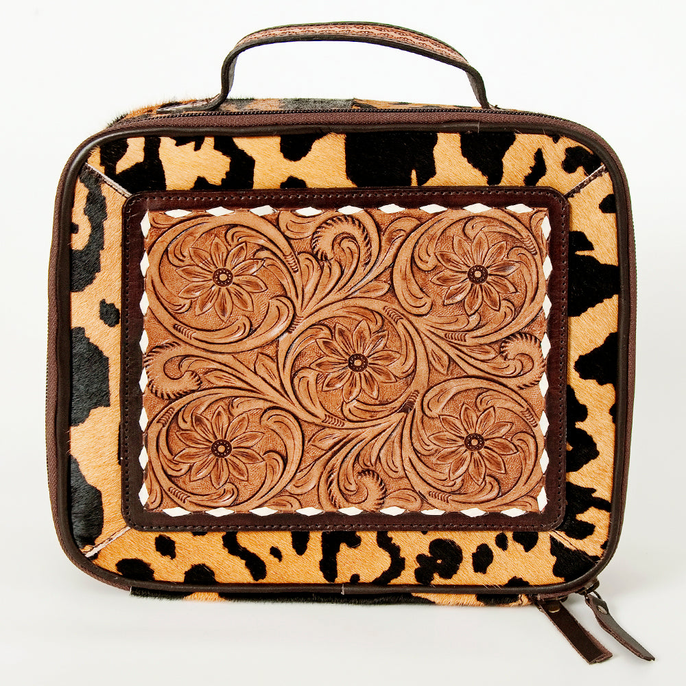 American Darling Hand-Tooled Hair-On Genuine Leather Jewelry Case