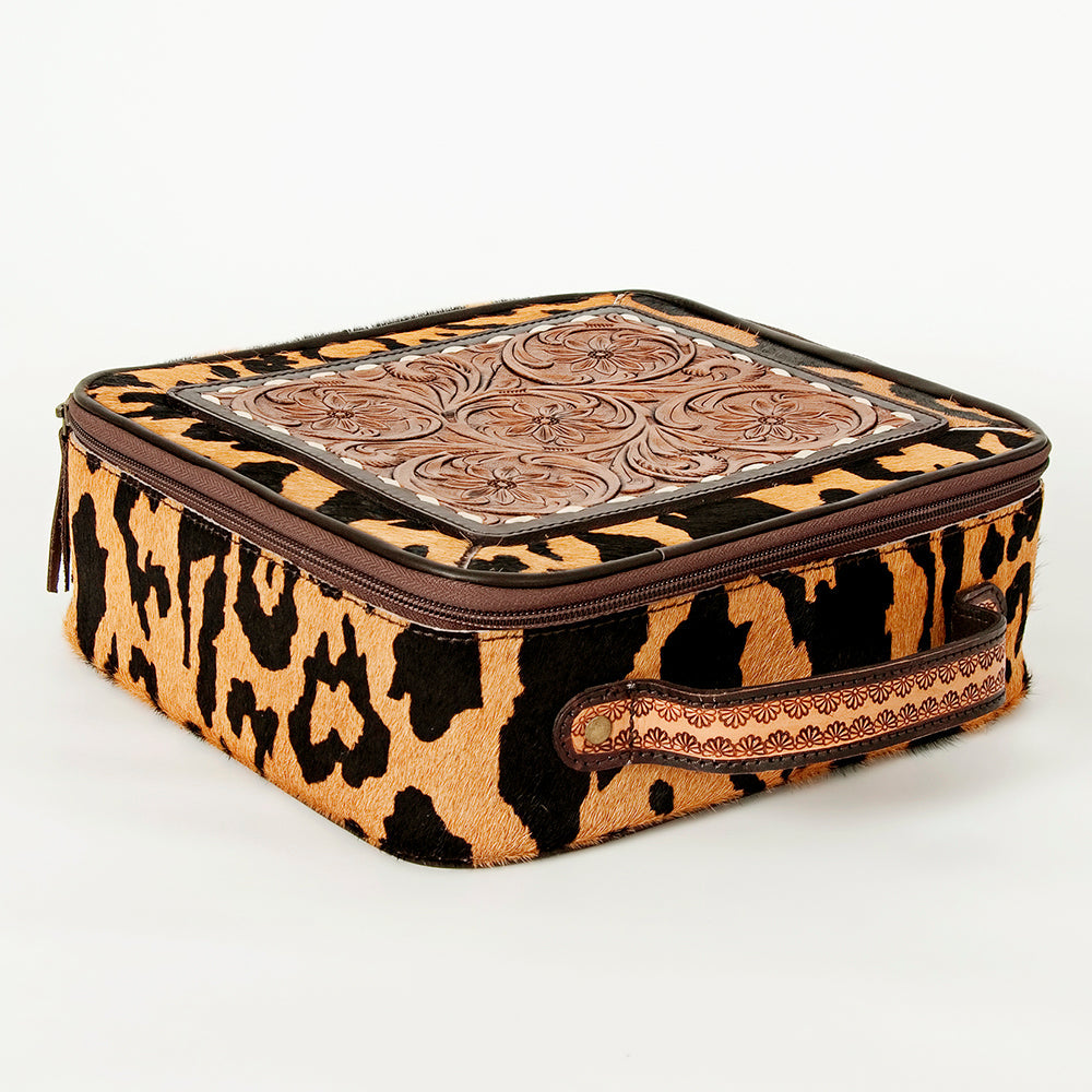 American Darling Hand-Tooled Hair-On Genuine Leather Jewelry Case