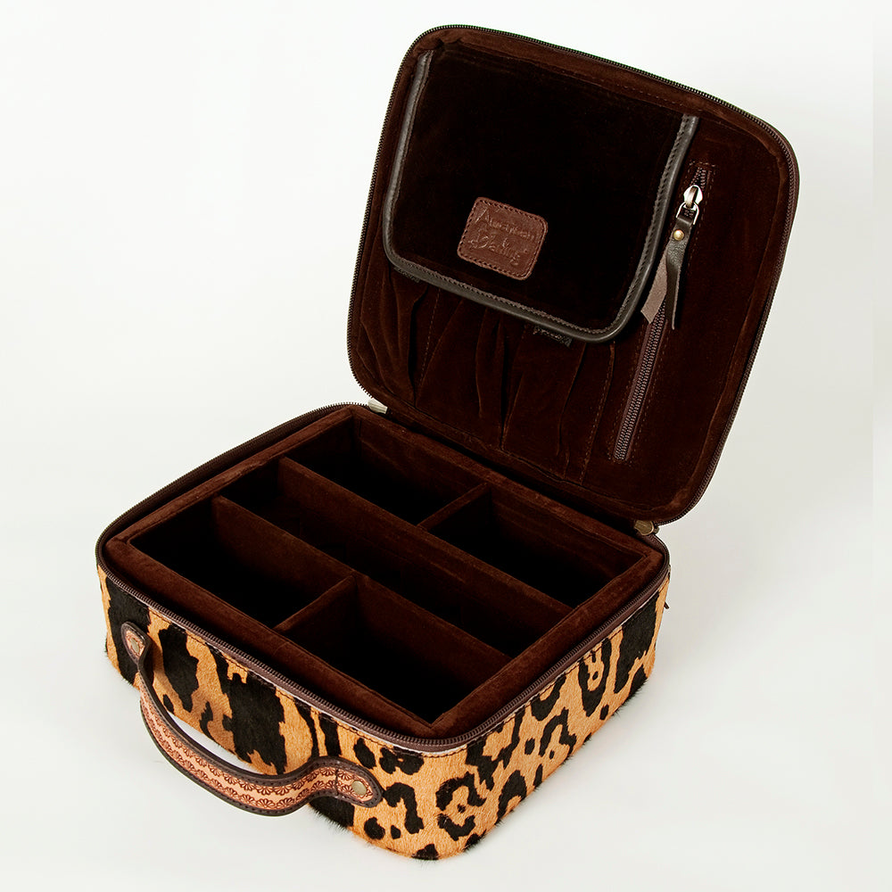 American Darling Hand-Tooled Hair-On Genuine Leather Jewelry Case