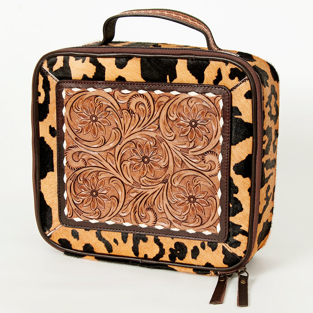 American Darling Hand-Tooled Hair-On Genuine Leather Jewelry Case