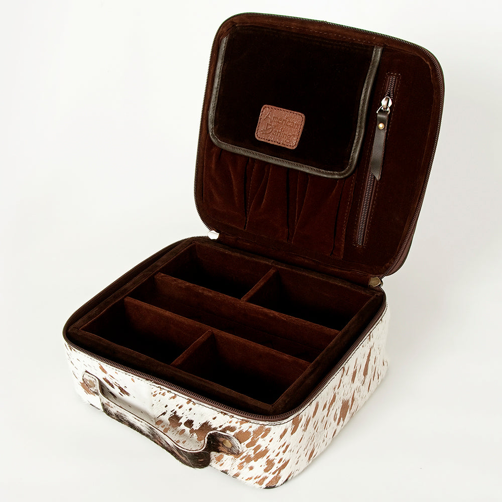 American Darling Hand-Tooled Hair-On Genuine Leather Jewelry Case