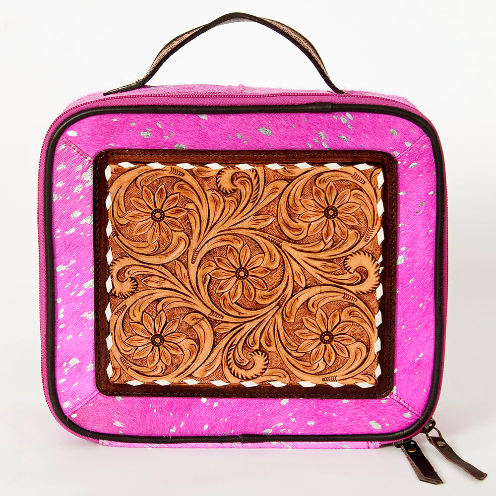American Darling Hand-Tooled Hair-On Genuine Leather Jewelry Case