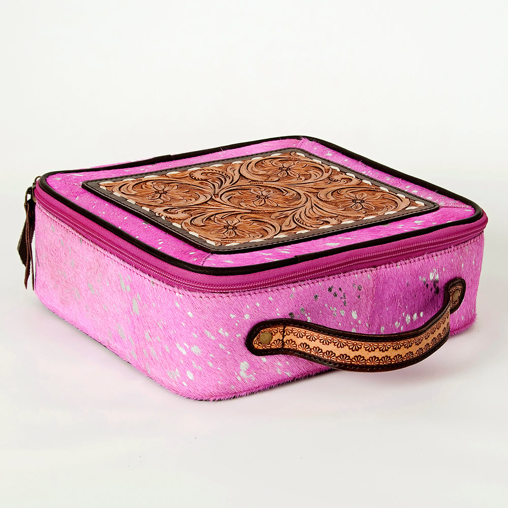 American Darling Hand-Tooled Hair-On Genuine Leather Jewelry Case