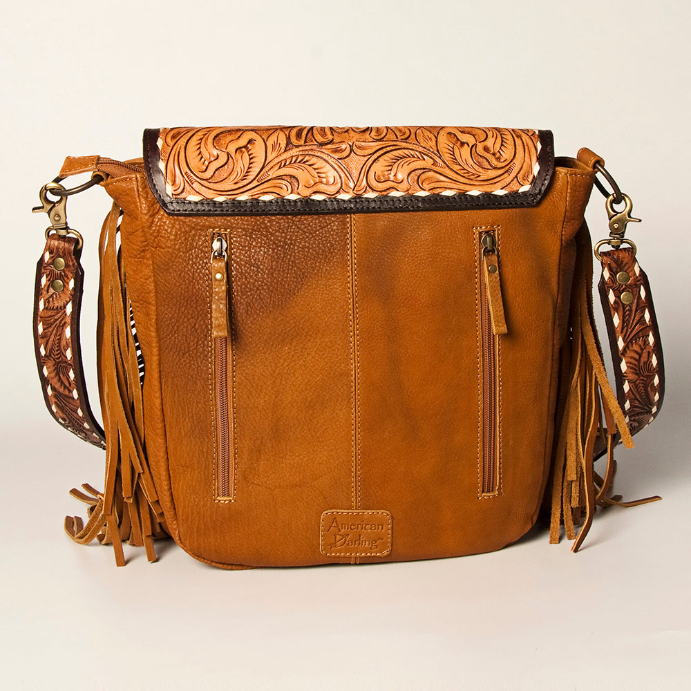 American Darling Hand-Tooled Genuine Leather Messenger Bag