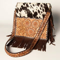 American Darling Hand-Tooled Hair-On Genuine Leather Crossbody Bag