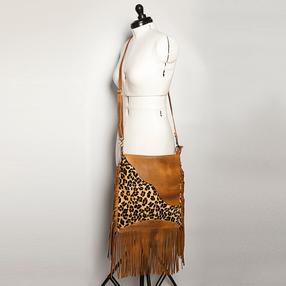 American Darling Women's Messenger Bag Hair-On Cowhide Fringes Eco-Friendly Vegetable-Tanned Genuine Leather YKK Zipper