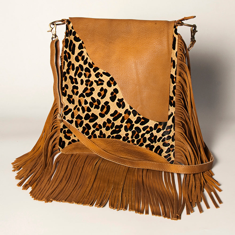 American Darling Women's Messenger Bag Hair-On Cowhide Fringes Eco-Friendly Vegetable-Tanned Genuine Leather YKK Zipper