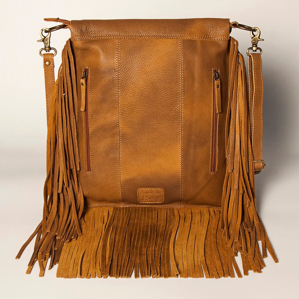 American Darling Women's Messenger Bag Hair-On Cowhide Fringes Eco-Friendly Vegetable-Tanned Genuine Leather YKK Zipper